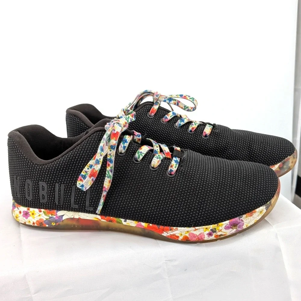 NOBULL‎ Trainer Sneakers Black Mesh Floral Sole Lace Up Athletic 13.5